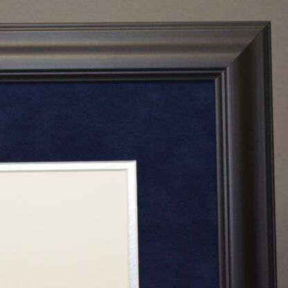 Close up of Executive Diploma Frame with Blue Suede Mat