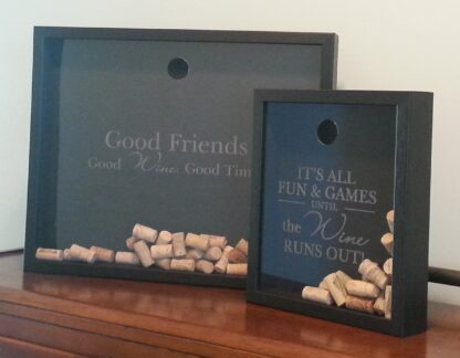 large and small wine cork shadowbox